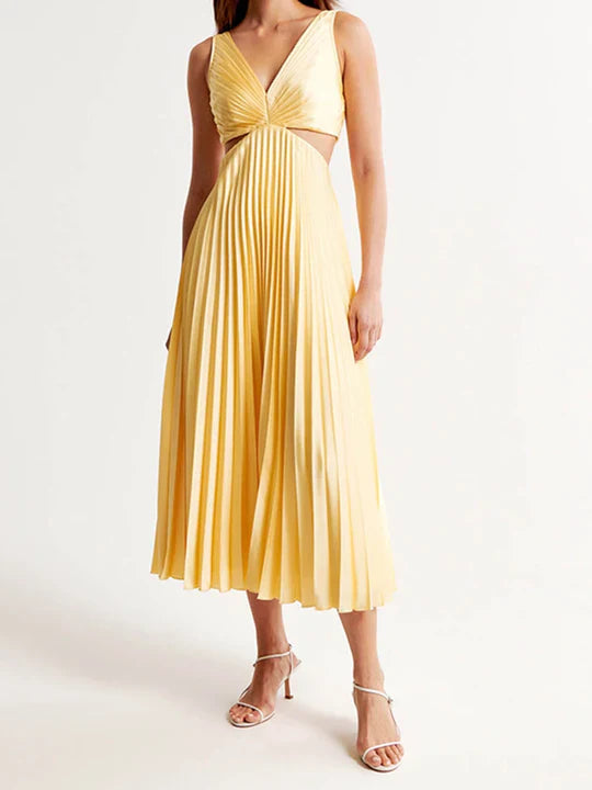 Indigo Dames midi jurk met plissé rok