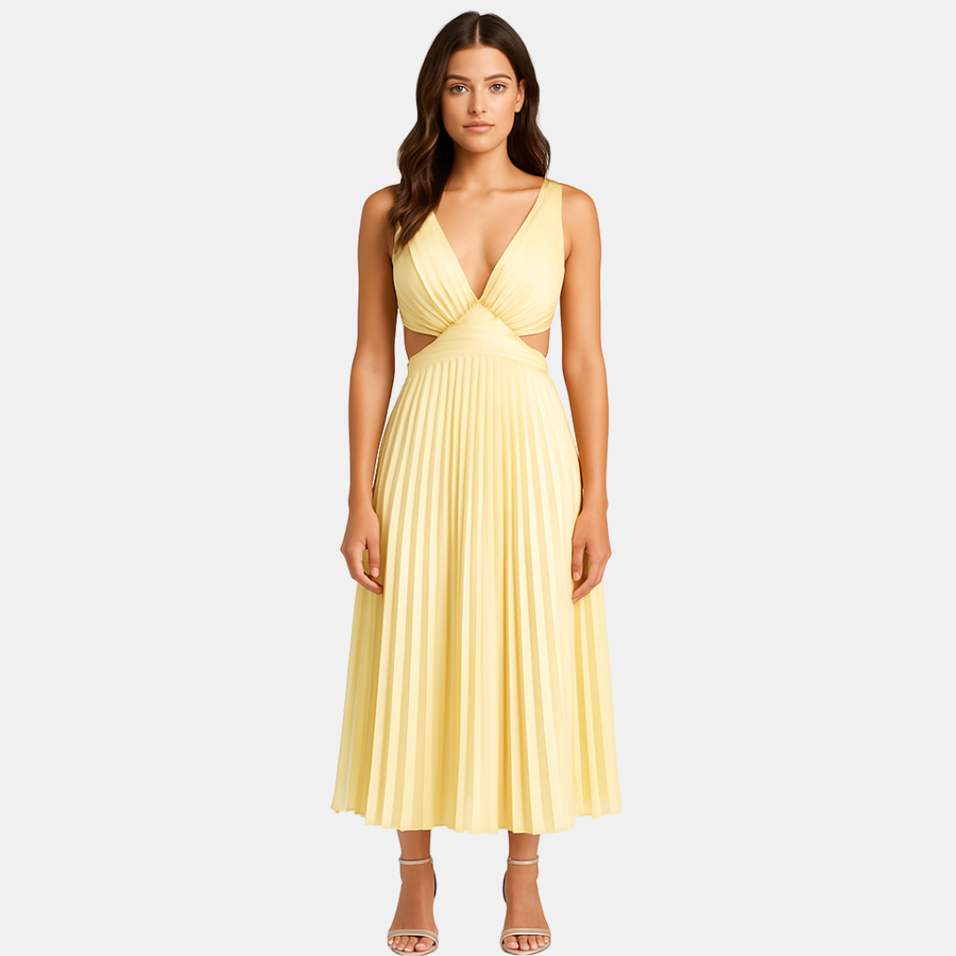 Indigo Dames midi jurk met plissé rok