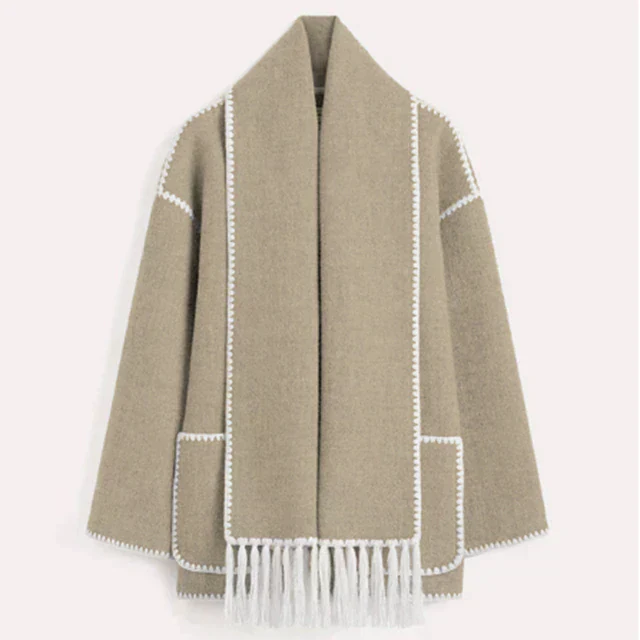 Jade Oversized damesjas met franjes en sierstiksels