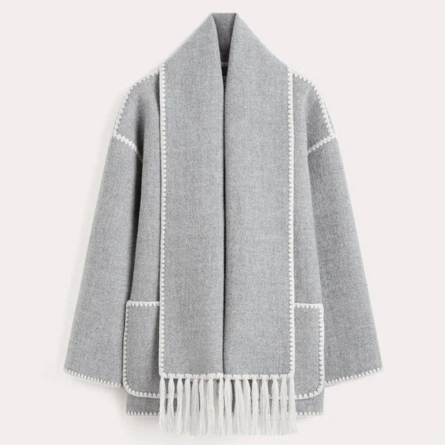 Jade Oversized damesjas met franjes en sierstiksels