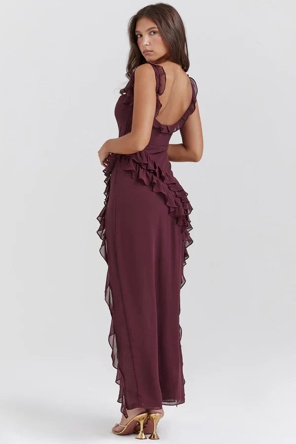 Jaylinn maxi dames zomerjurk met sierlijke ruches