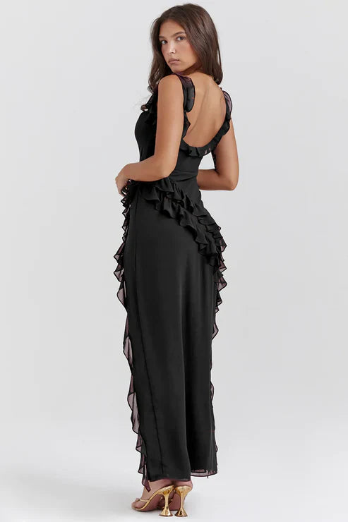 Jaylinn maxi dames zomerjurk met sierlijke ruches