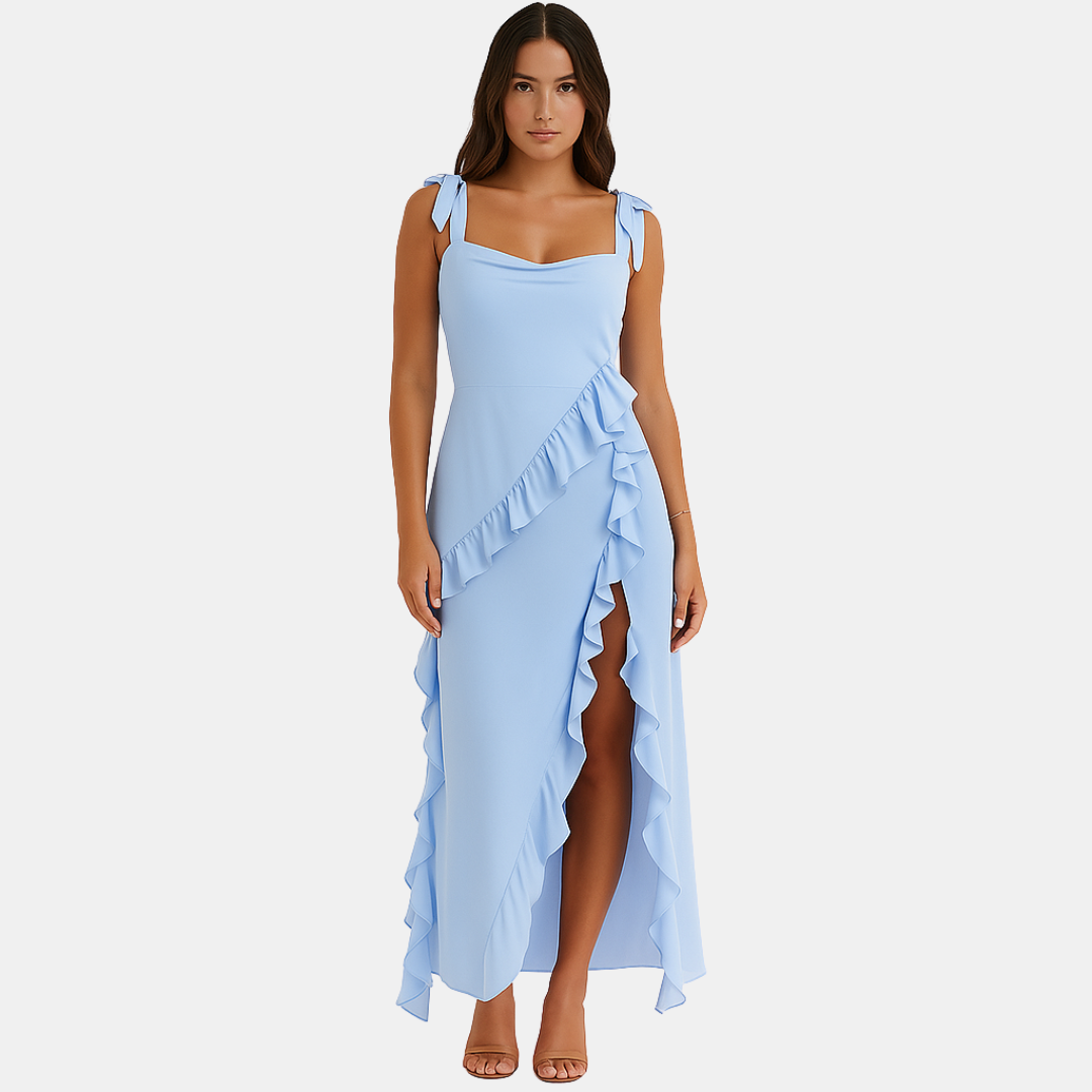 Jaylinn maxi dames zomerjurk met sierlijke ruches