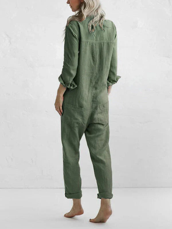 Jill Dames jumpsuit met kraag en knoopsluiting