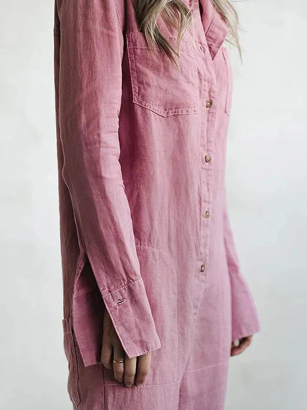 Jill Dames jumpsuit met kraag en knoopsluiting