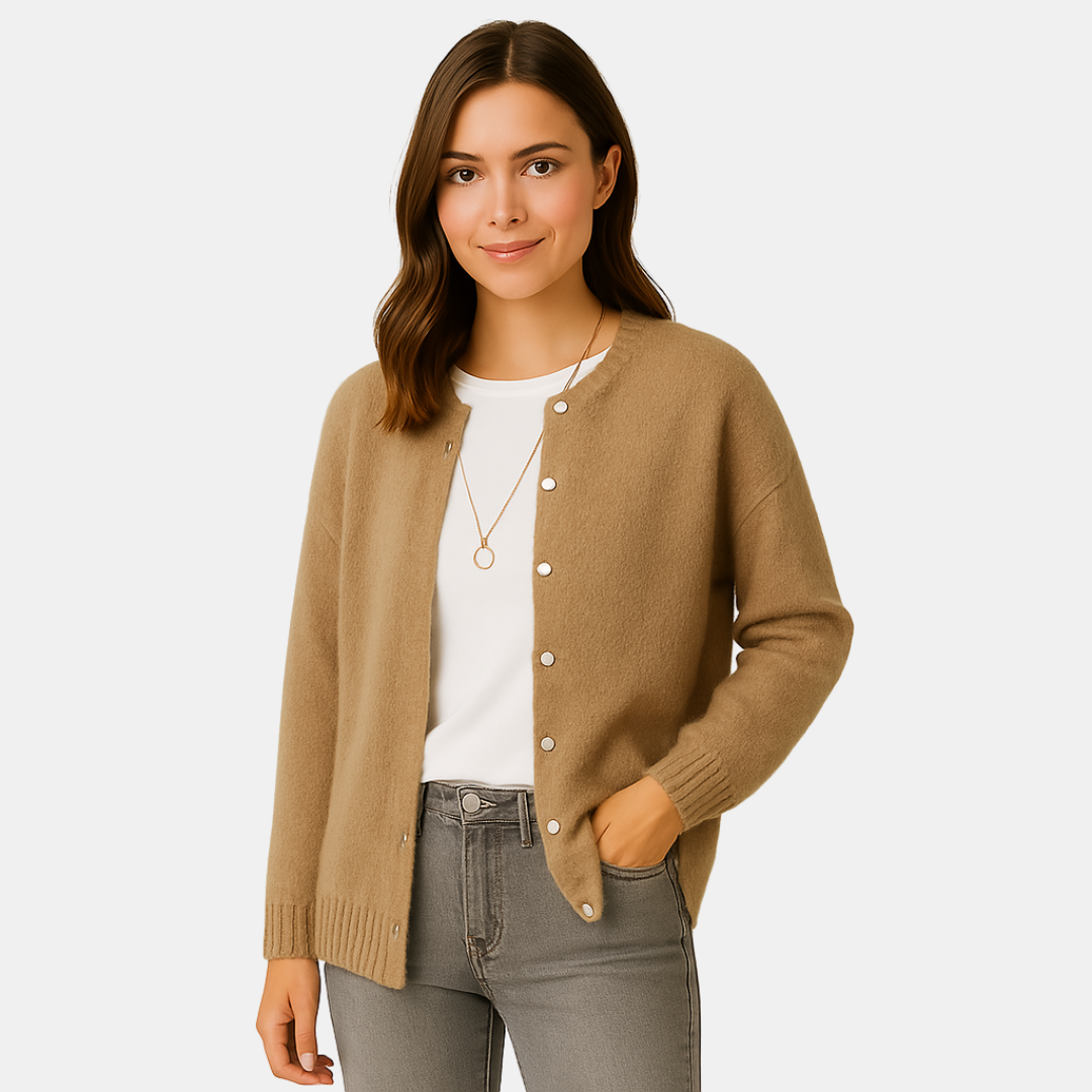 Kenzi Dames vest met ronde hals en knoopsluiting