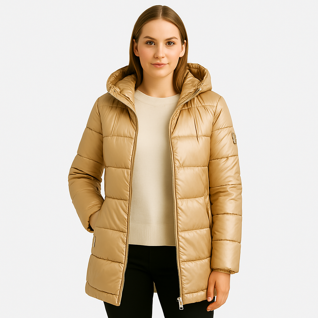 Lange Dames Puffer Jas Met Capuchon