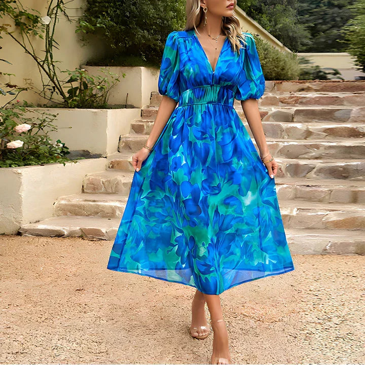 Leah Dames midi jurk met abstract patroon