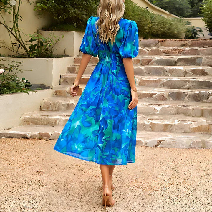 Leah Dames midi jurk met abstract patroon