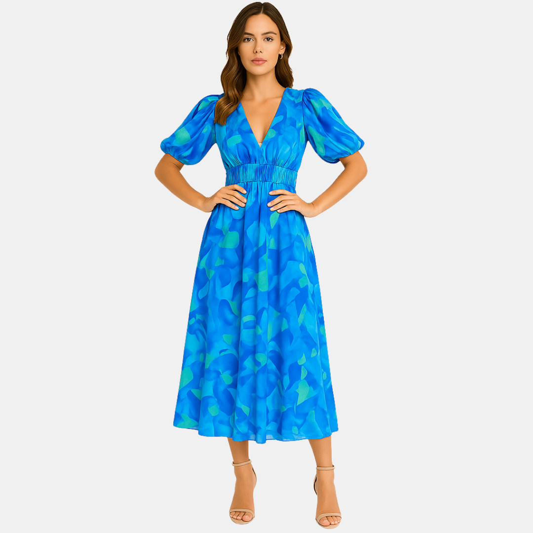 Leah Dames midi jurk met abstract patroon