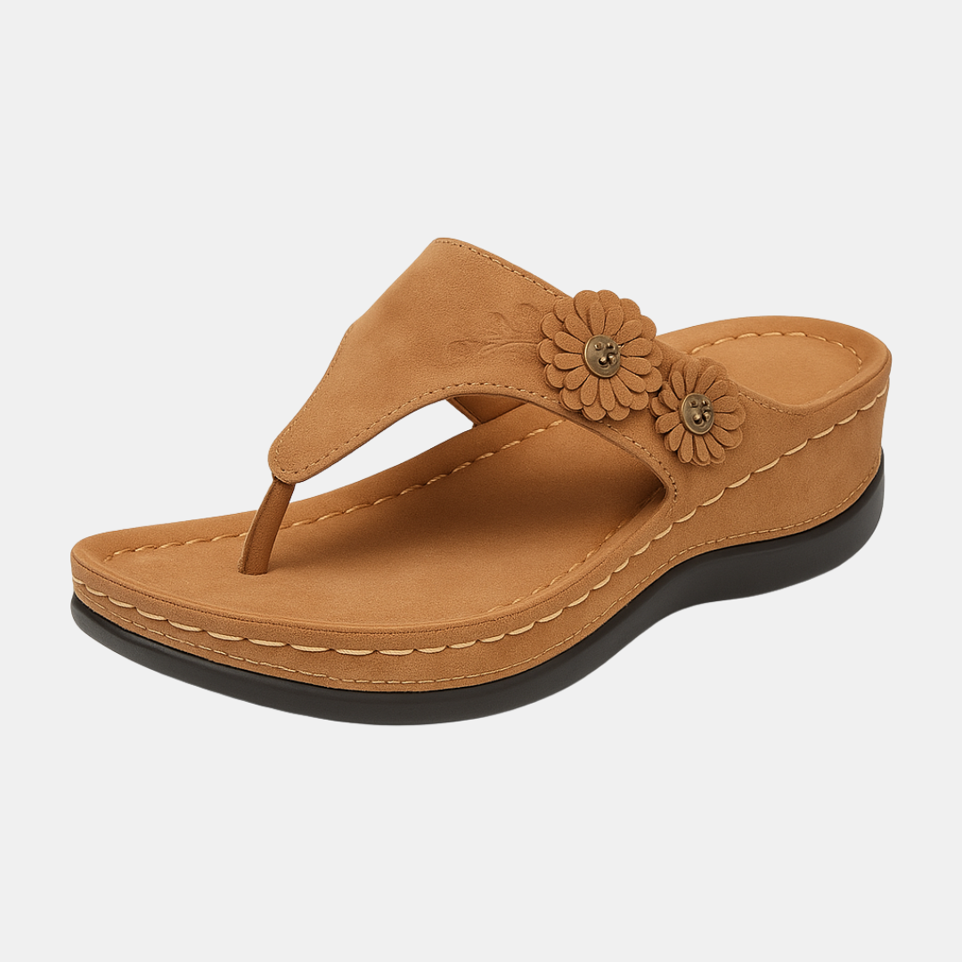Lianna Dames teenslippers met bloemen