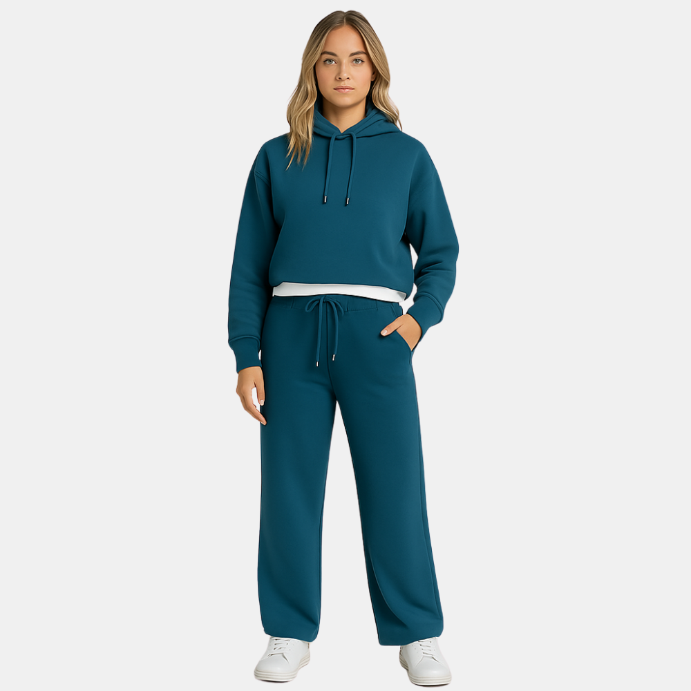 Liz Twee-delige dames loungeset met cropped hoodie en broek
