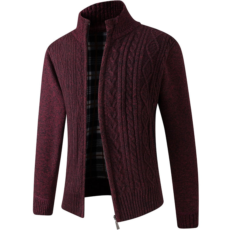Lorenzo Heren vest met kabelstructuur en ritssluiting