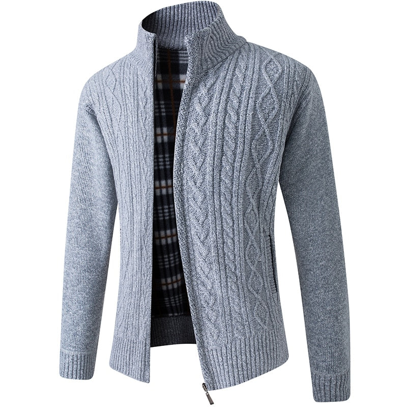 Lorenzo Heren vest met kabelstructuur en ritssluiting