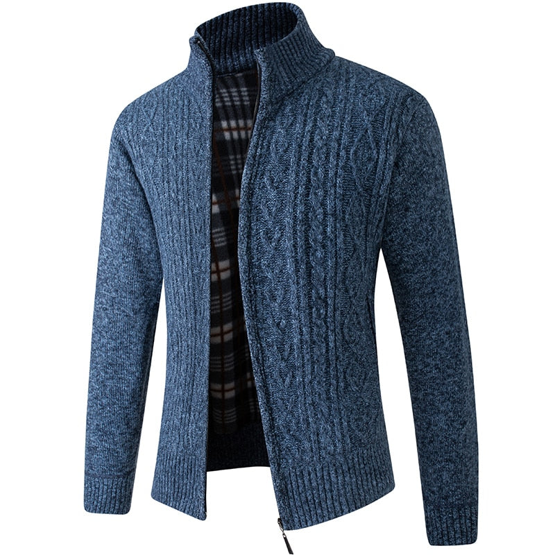 Lorenzo Heren vest met kabelstructuur en ritssluiting