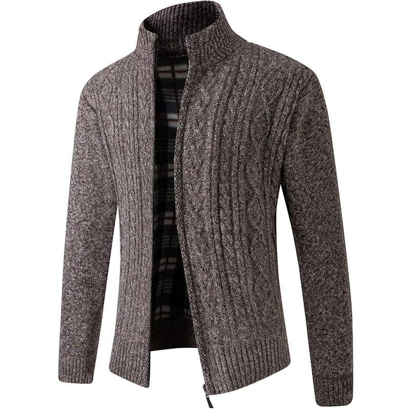 Lorenzo Heren vest met kabelstructuur en ritssluiting
