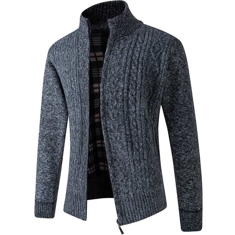 Lorenzo Heren vest met kabelstructuur en ritssluiting