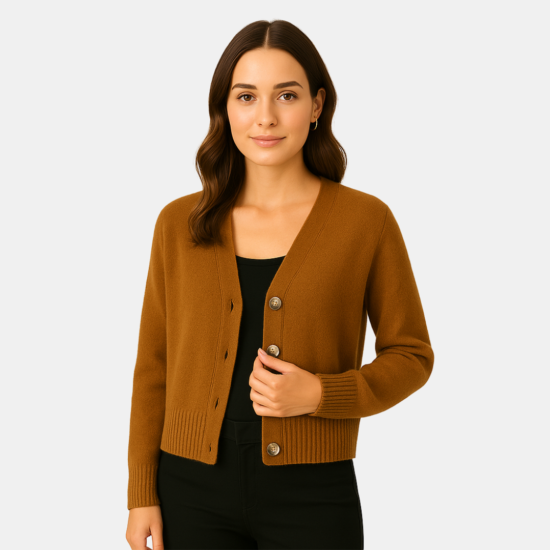 Maddie Dames vest met knopen en V-hals