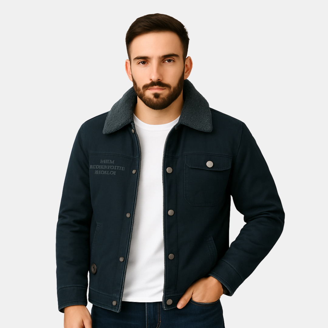 Mark Heren Jas Met Fleece Kraag En Knopen