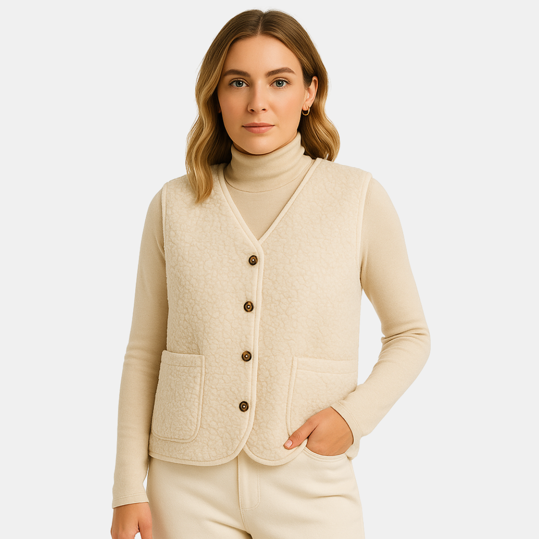 Melanie fleece dames bodywarmer met knopen
