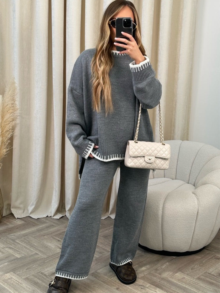 Mia twee-delige dames loungeset met contrastdetails en broek