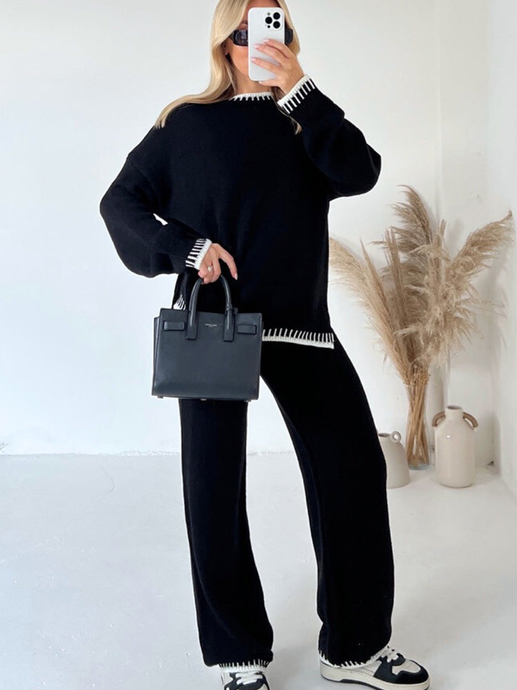 Mia twee-delige dames loungeset met contrastdetails en broek