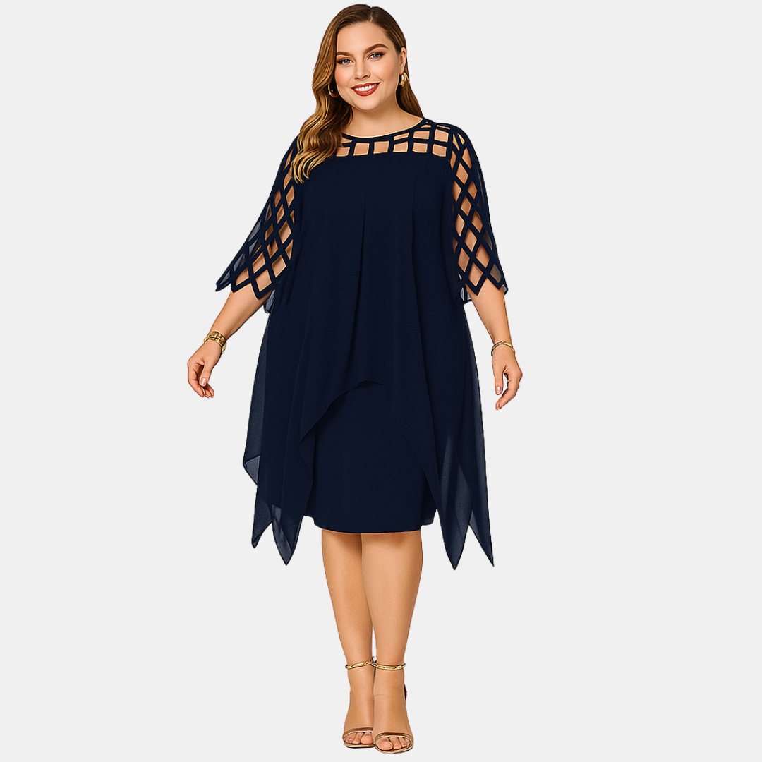 Micky dames cocktailjurk met cape detail