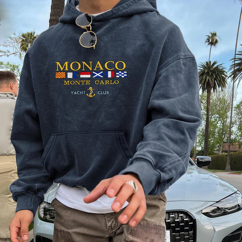 Monaco Sportieve hoodie voor heren met opdruk