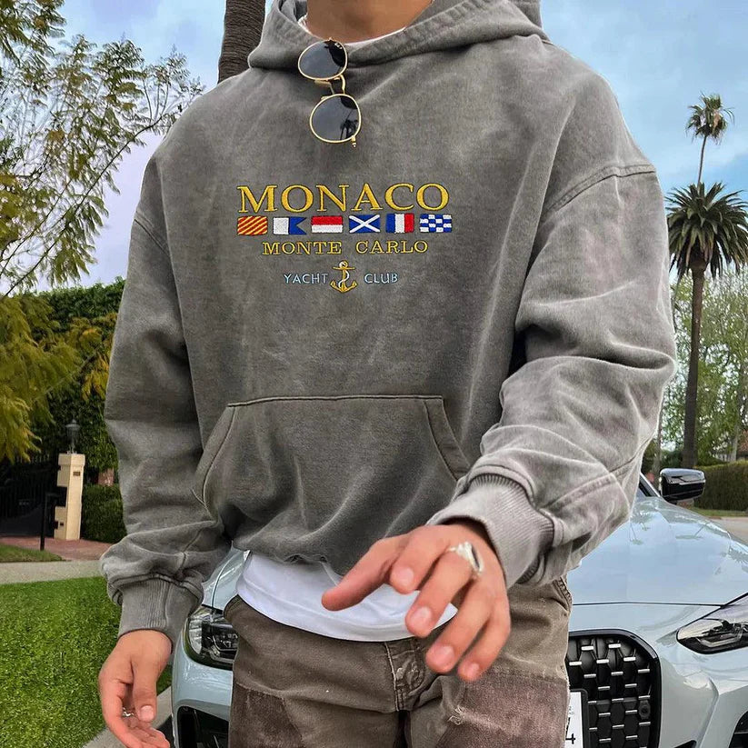 Monaco Sportieve hoodie voor heren met opdruk