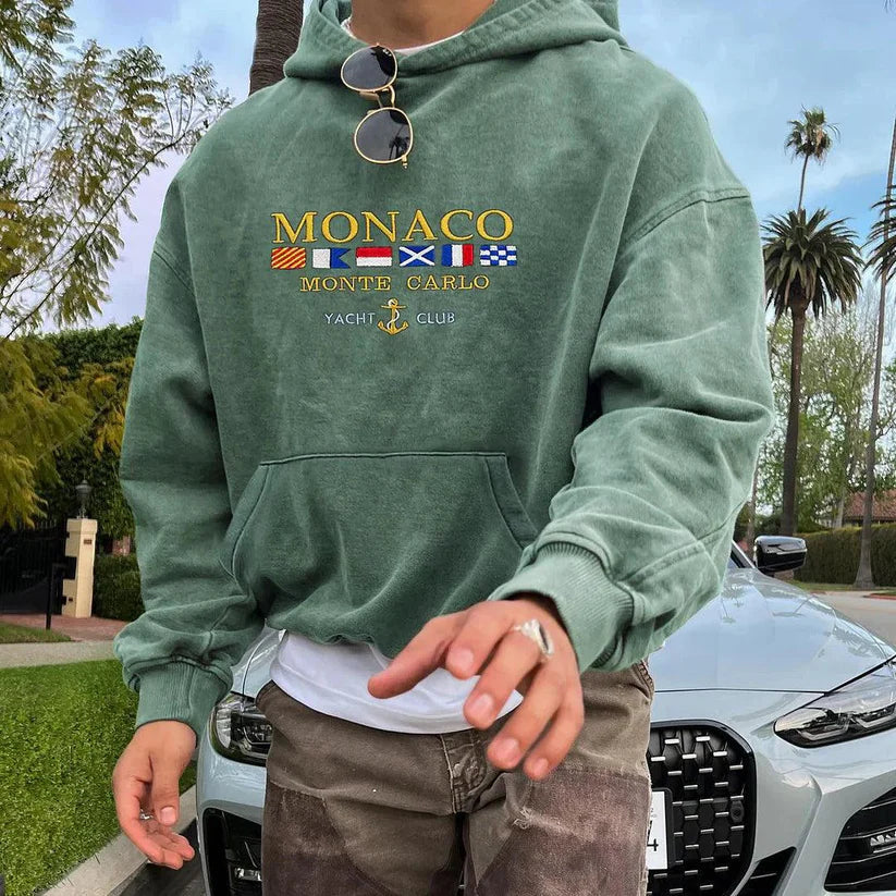 Monaco Sportieve hoodie voor heren met opdruk