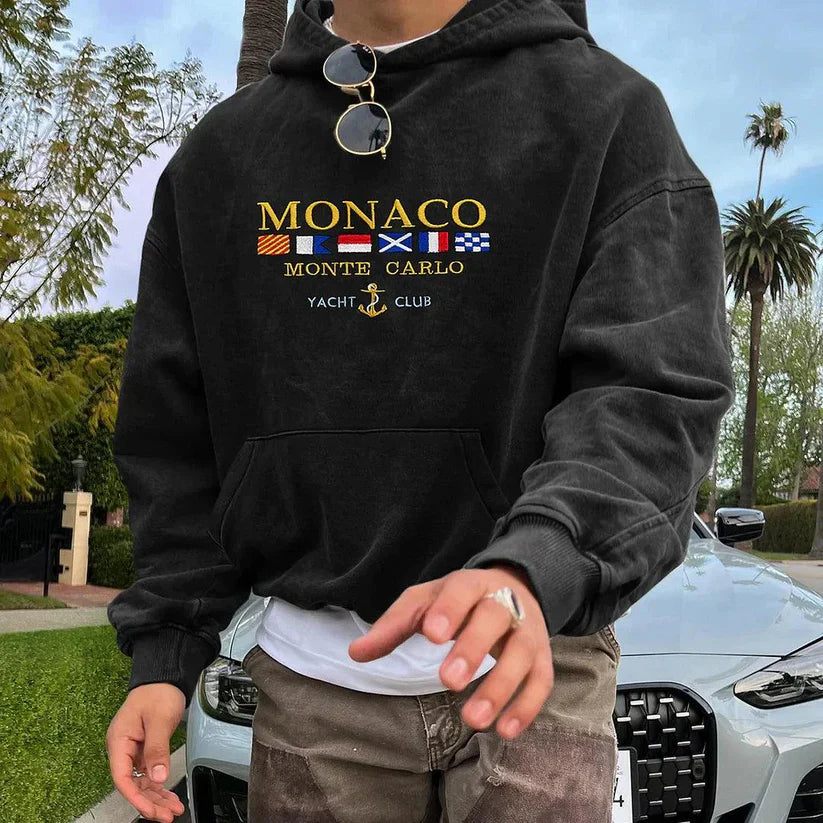 Monaco Sportieve hoodie voor heren met opdruk