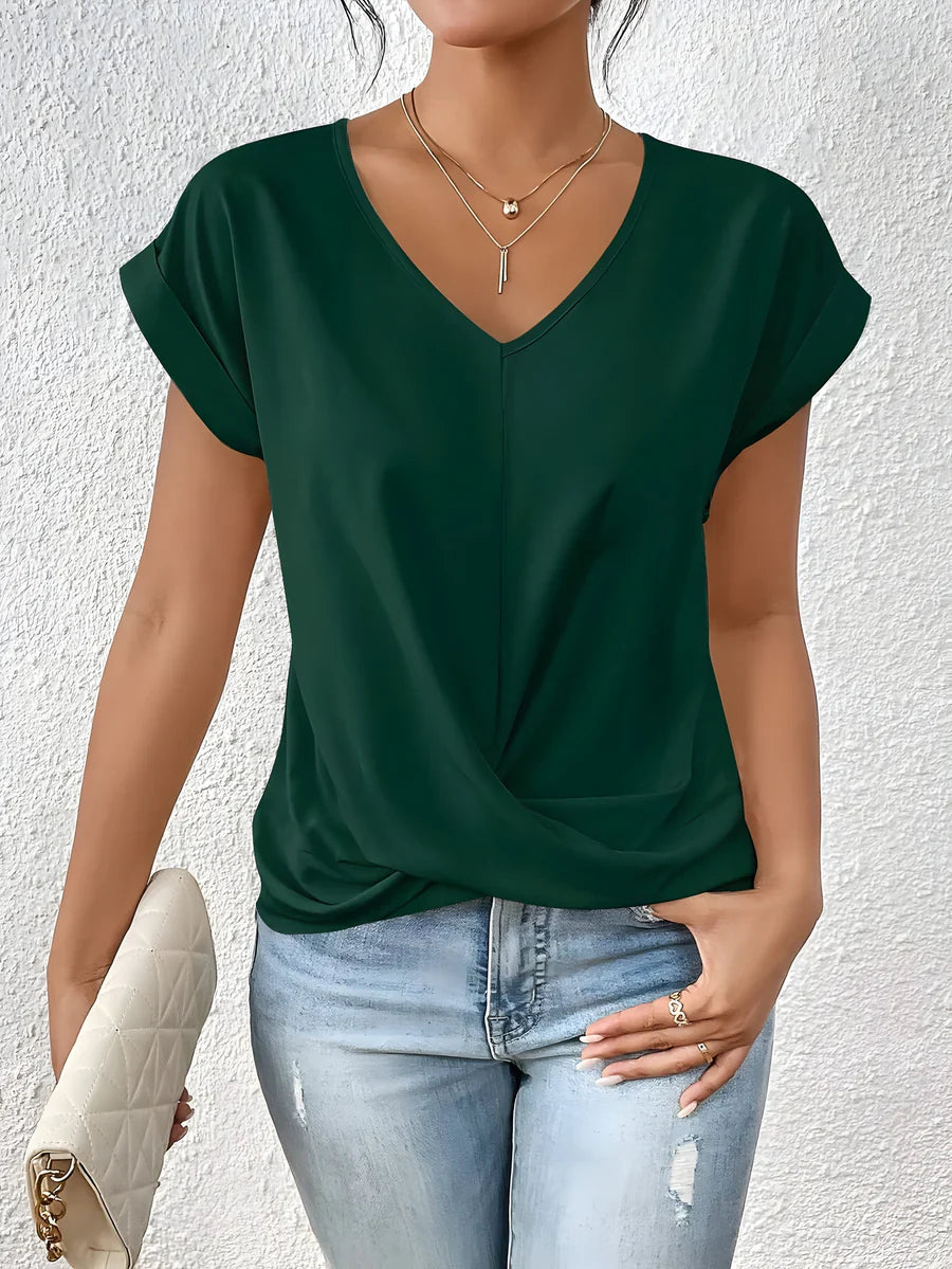 Nelle dames top met V-hals en gekruist detail