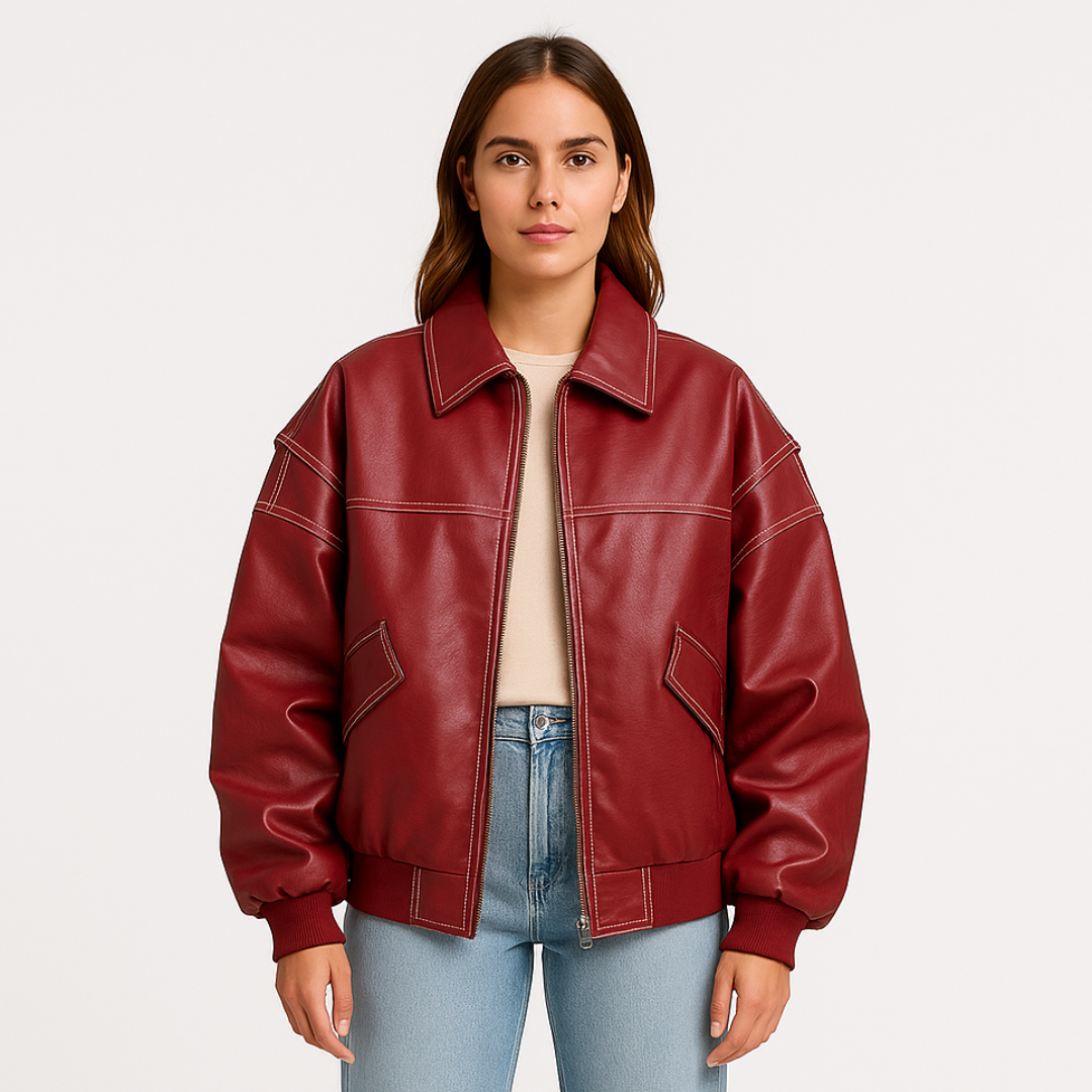 Oversized Leren Look Jas Voor Dames Met Trendy Look