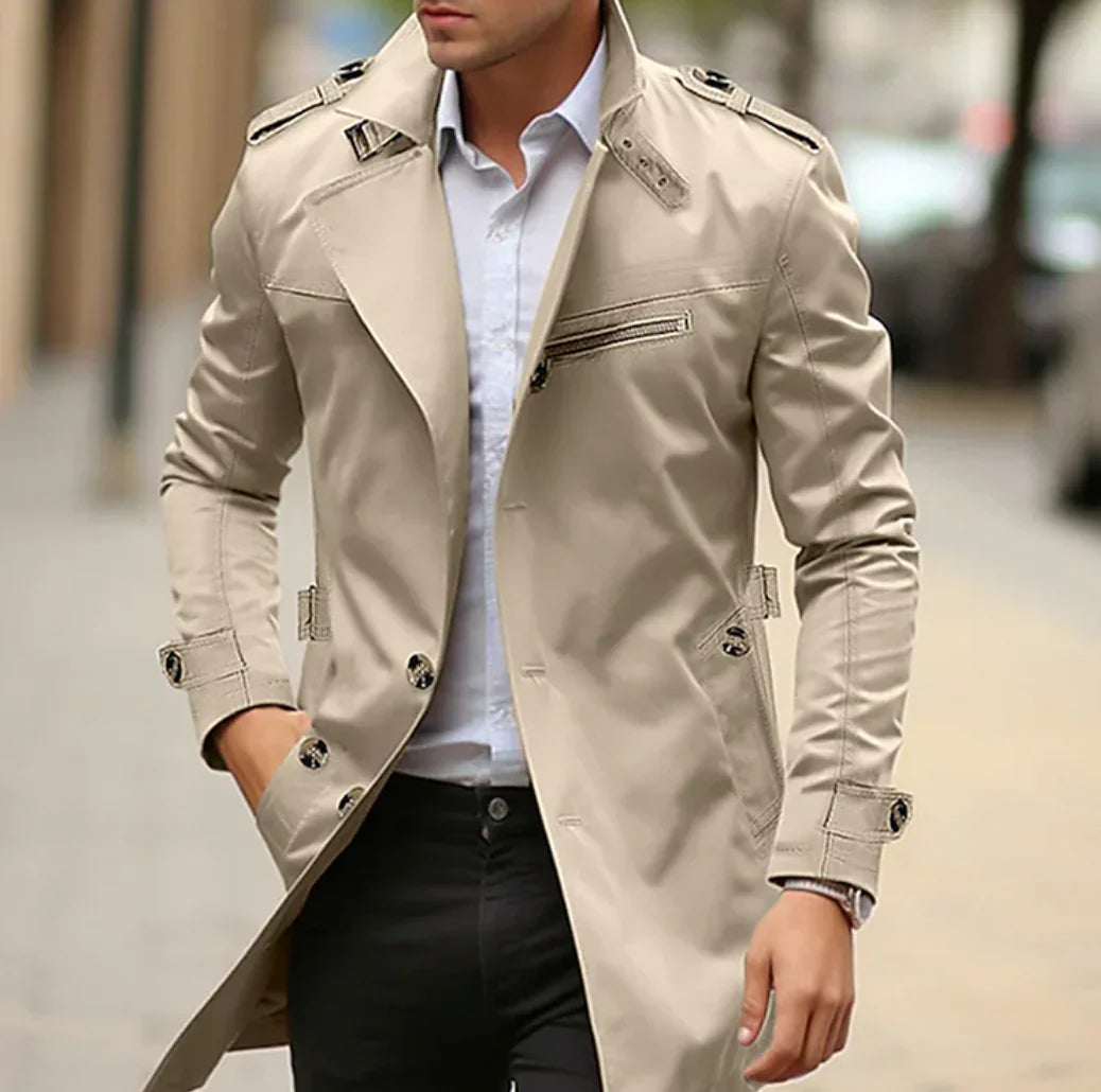 Philip Klassieke heren trenchcoat met knopen