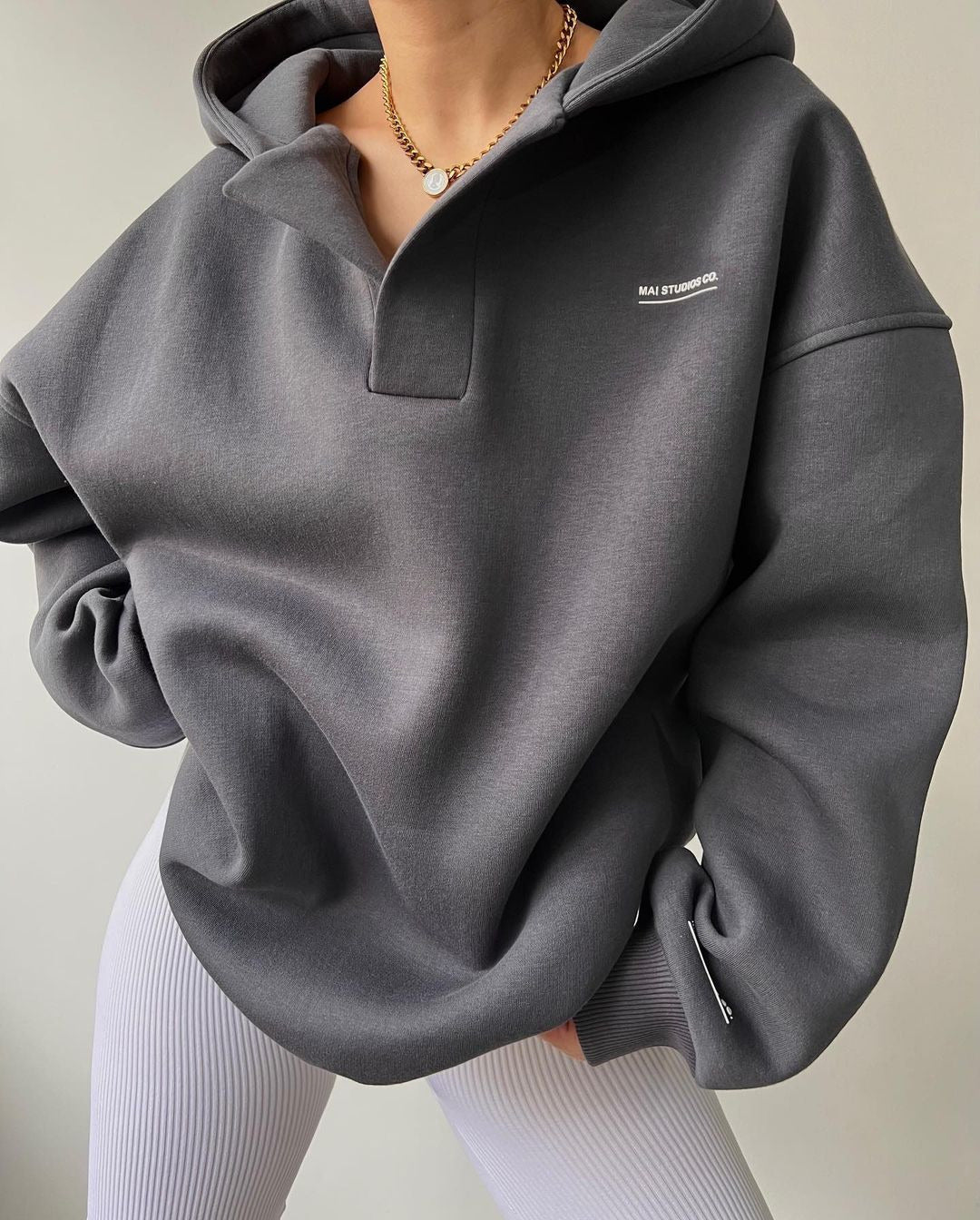 River dames hoodie met opstaande kraag
