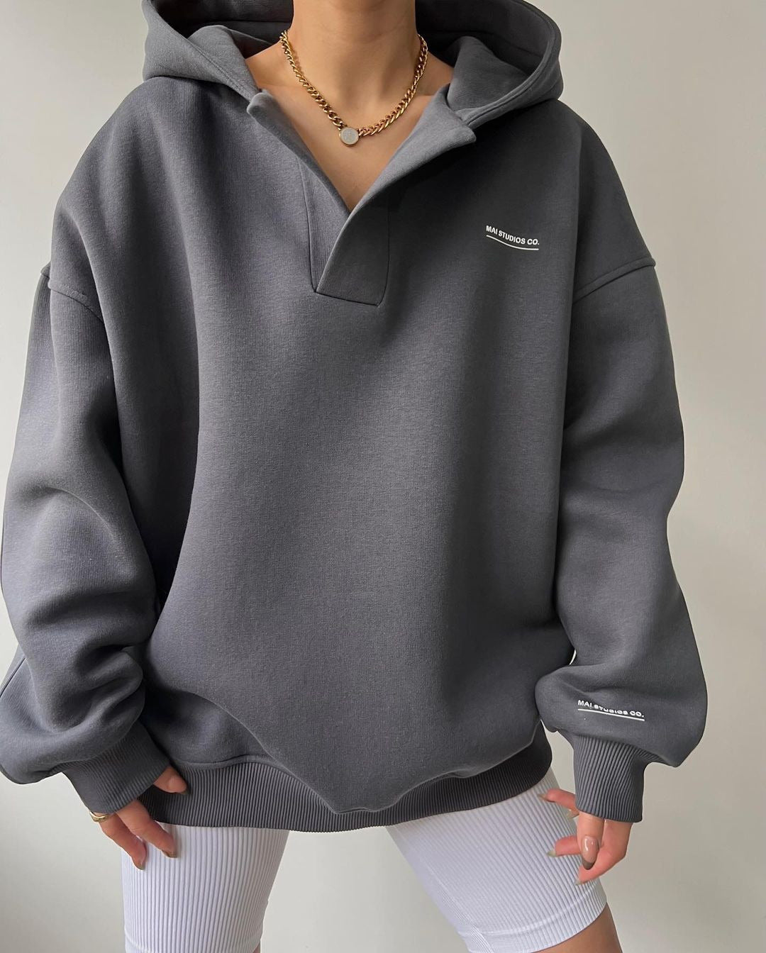 River dames hoodie met opstaande kraag
