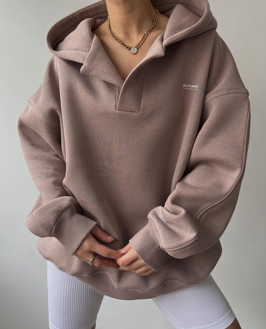River dames hoodie met opstaande kraag