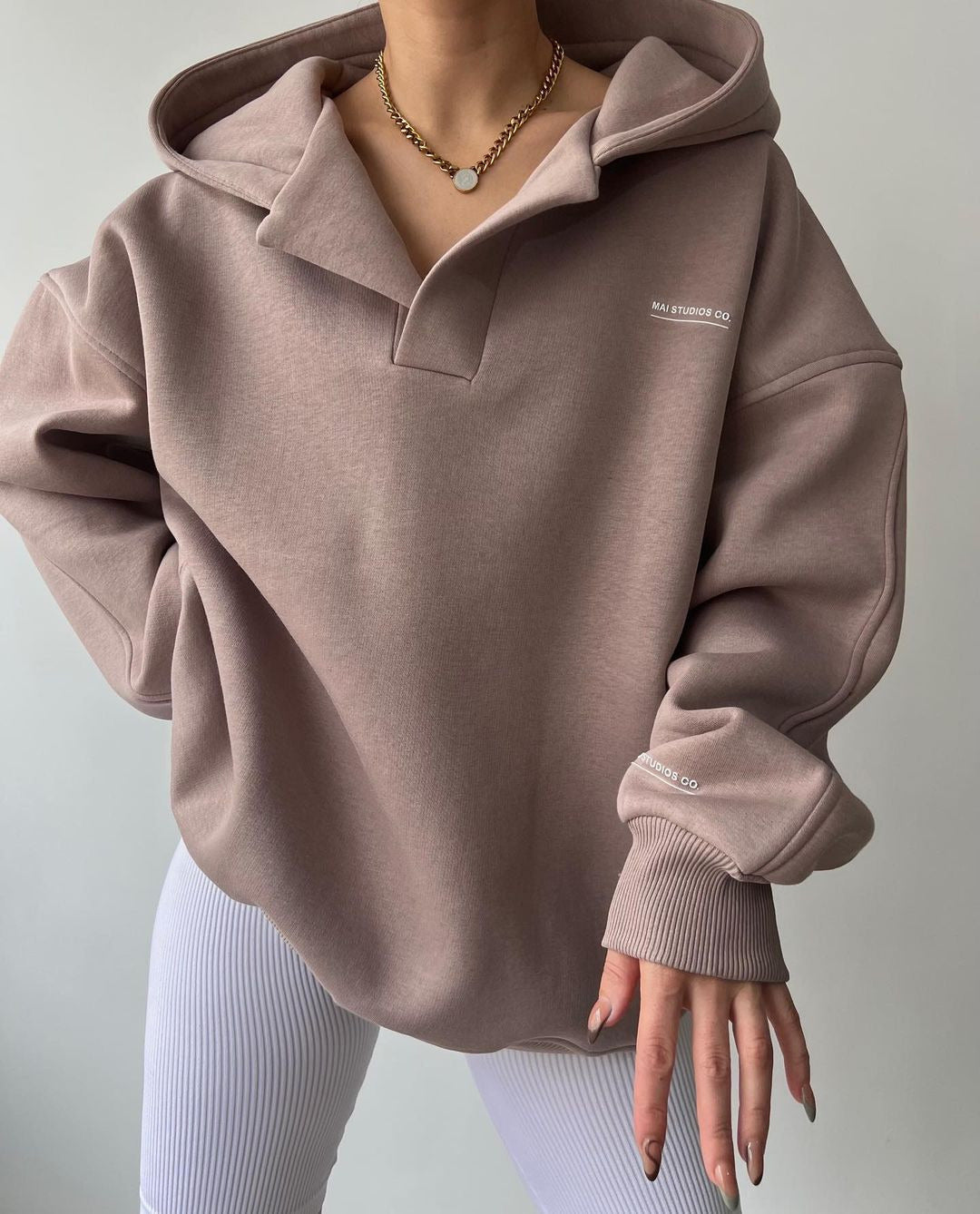 River dames hoodie met opstaande kraag