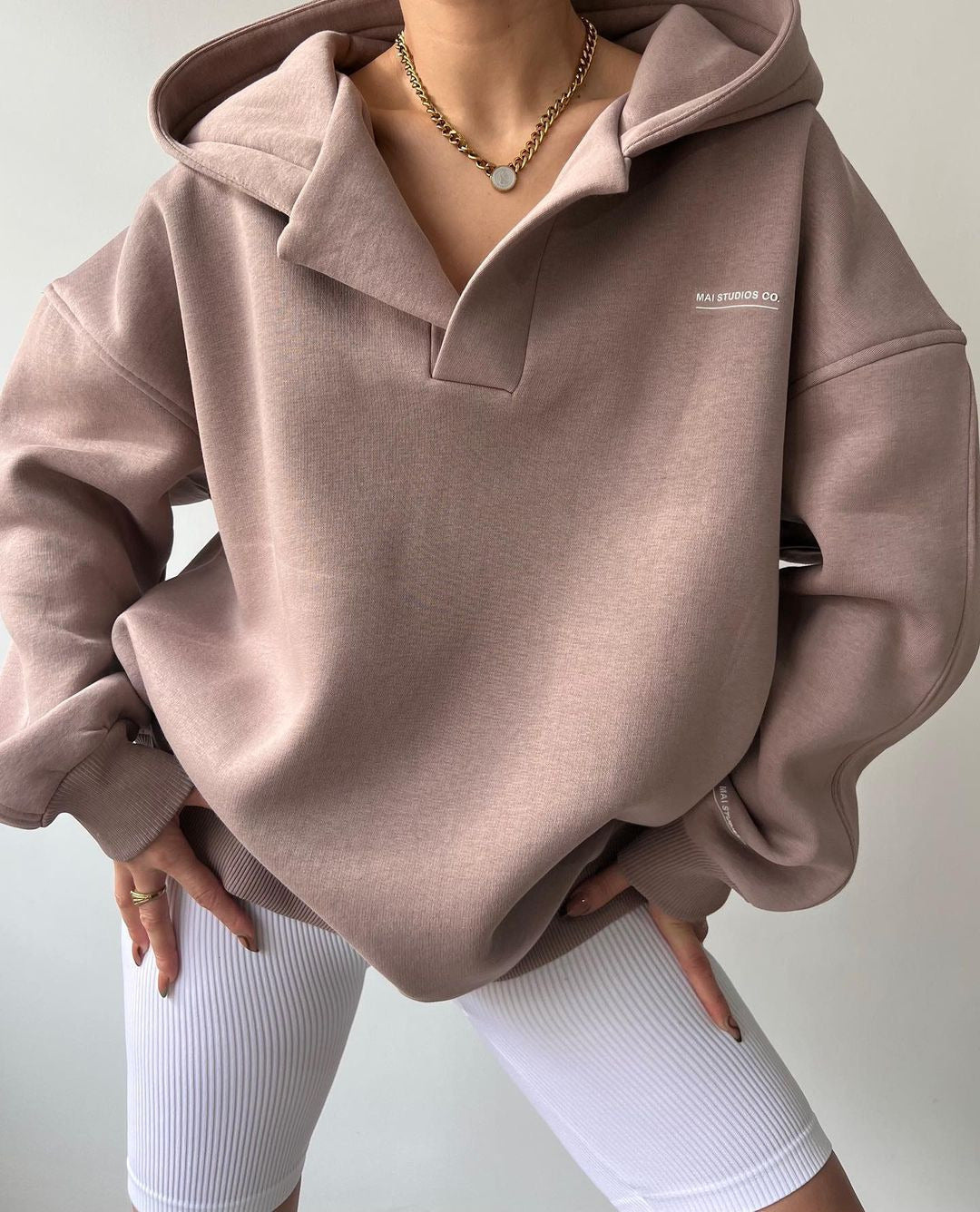 River dames hoodie met opstaande kraag