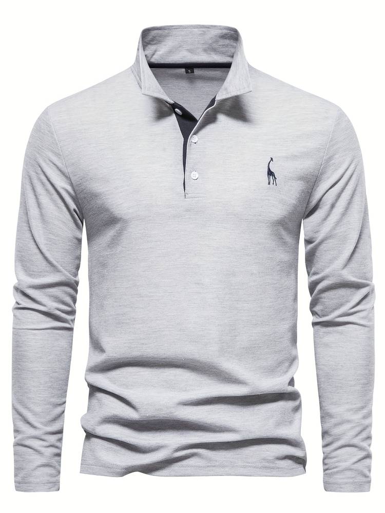 Robin Heren lange mouw polo met geborduurd detail