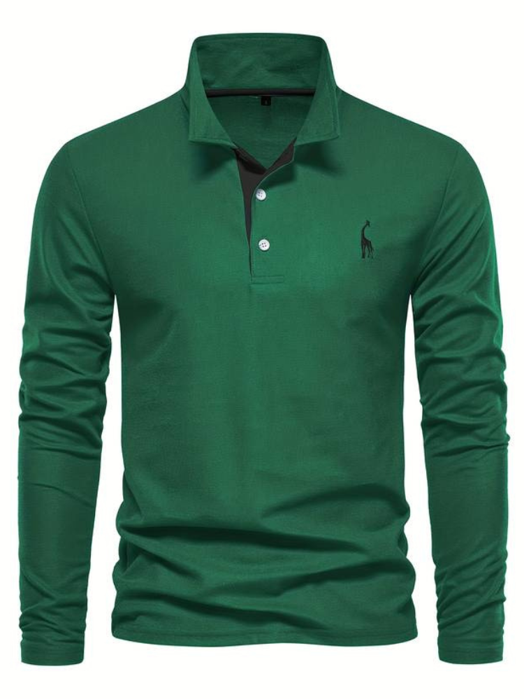 Robin Heren lange mouw polo met geborduurd detail