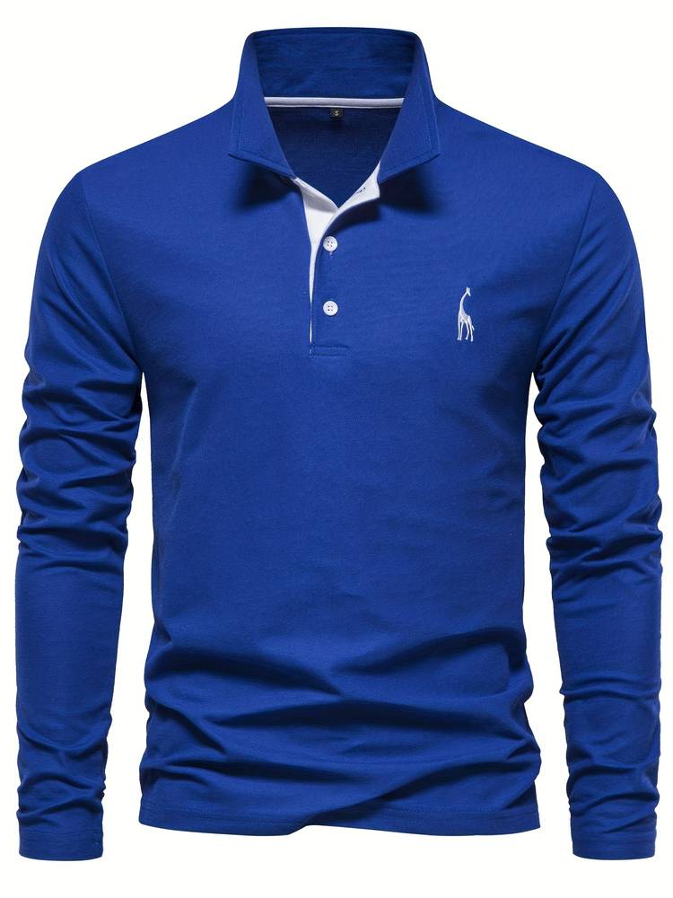 Robin Heren lange mouw polo met geborduurd detail
