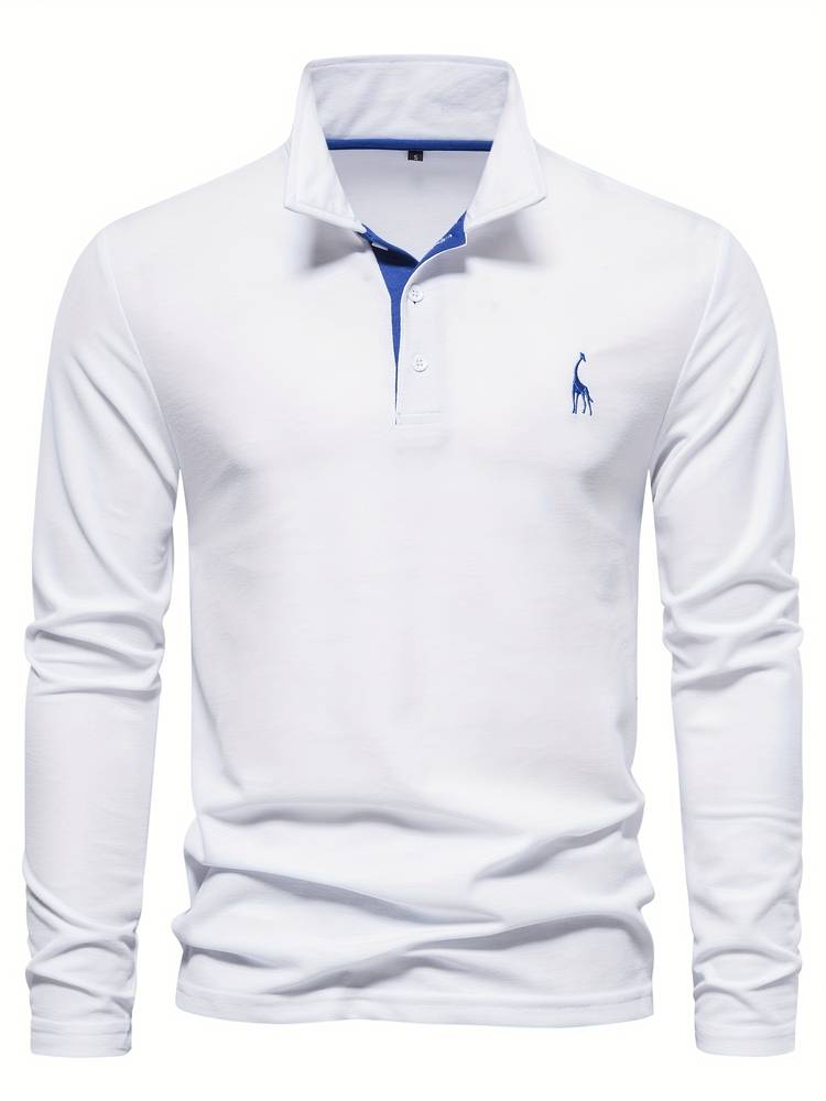 Robin Heren lange mouw polo met geborduurd detail