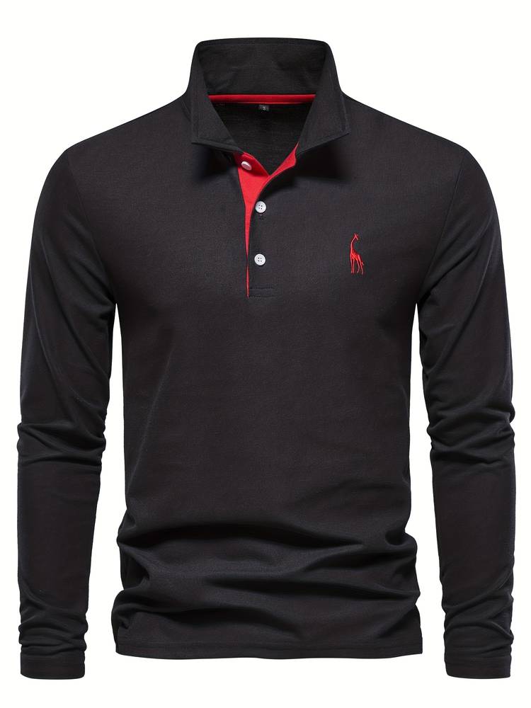 Robin Heren lange mouw polo met geborduurd detail
