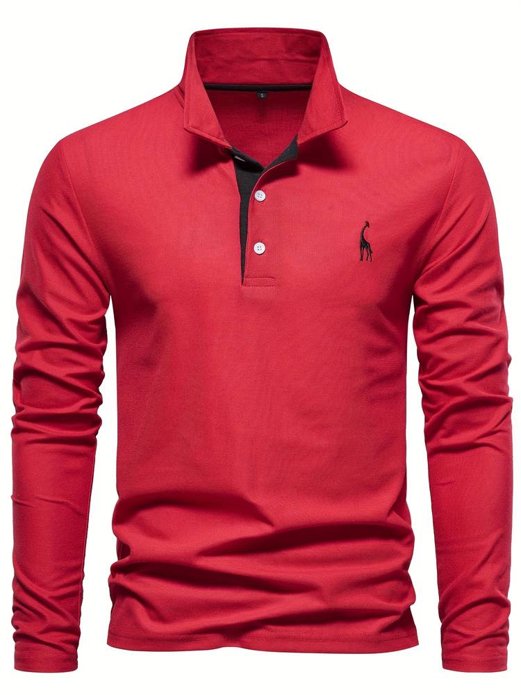 Robin Heren lange mouw polo met geborduurd detail
