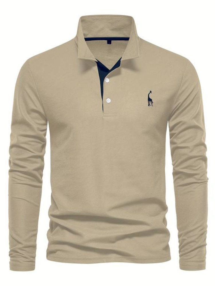 Robin Heren lange mouw polo met geborduurd detail