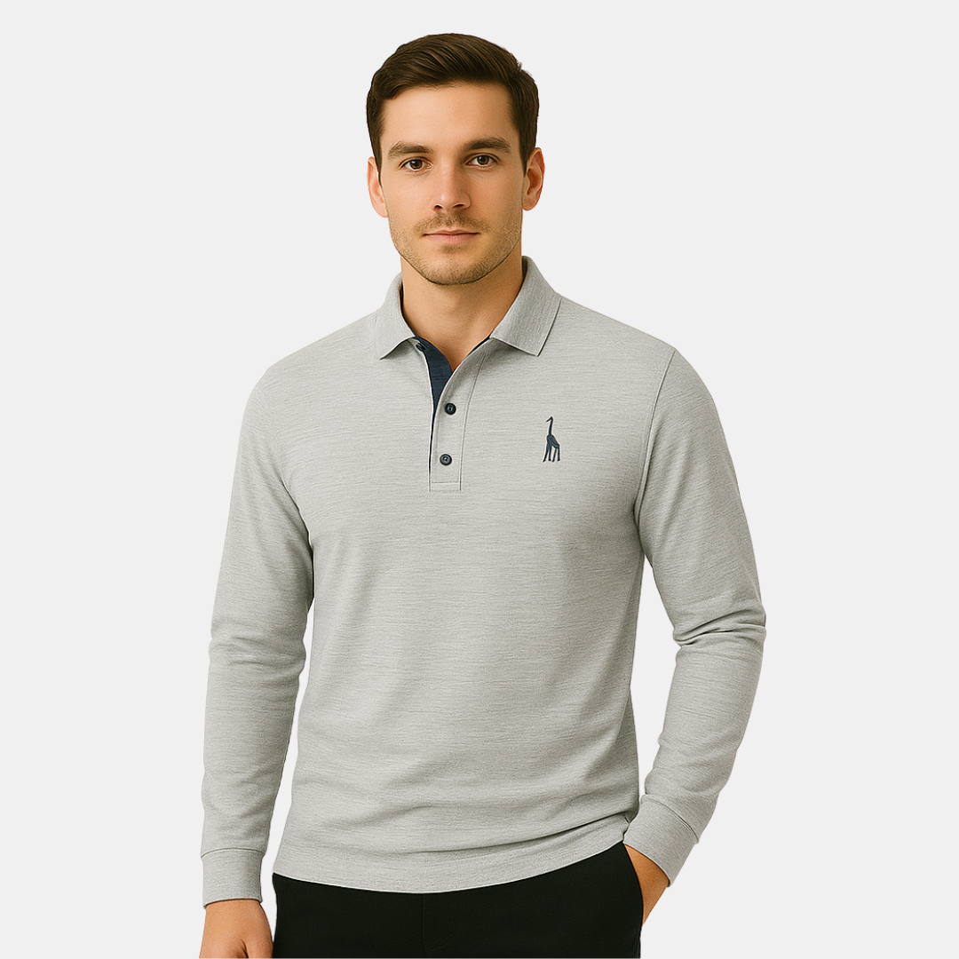 Robin Heren lange mouw polo met geborduurd detail