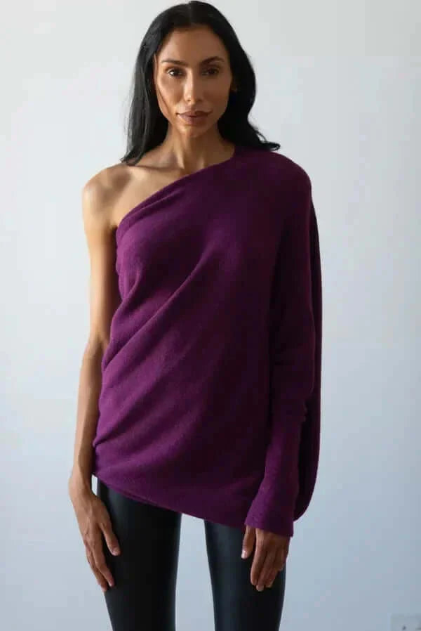 Romy Dames One Shoulder Top Met Lange Mouwen