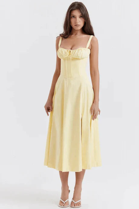 Ruby Dames midi jurk met corsetdetail en brede bandjes