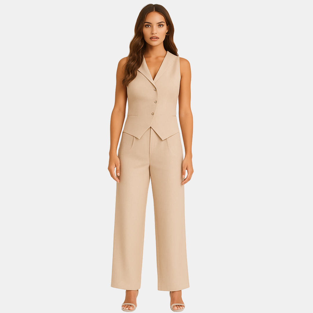 Rylee Dames set met gilet en wijde broek